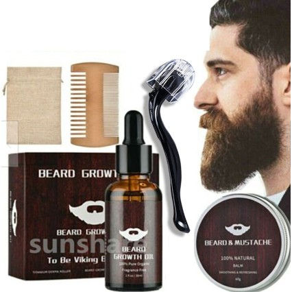 Premium Beard Growth Kit For Thick, Groomed Beards Hair Regrowth - Ideal For Men