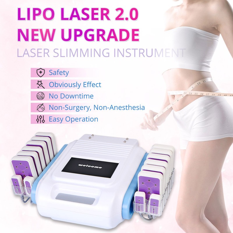 160mw Lipo Laser Weight Loss Fat Burning Removal 12 Big+4 Small Pads